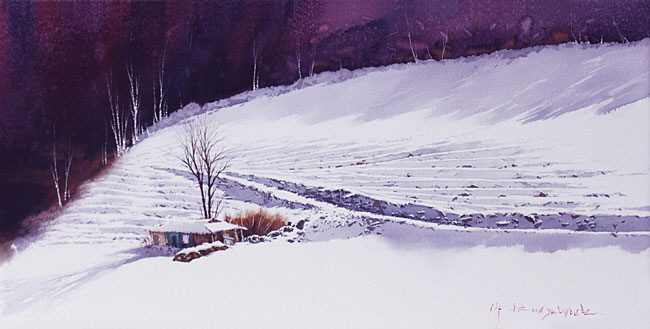 박동국, 설경, 40×80㎝, 종이에 수채, 2014.