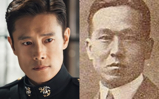 tvN ‘미스터 션샤인’의 유진 초이로 분한 이병헌(왼쪽)과 실존 인물로 순국 100년 만에 고국으로 귀환하는  황기환(오른쪽) 지사. 국가보훈처 제공