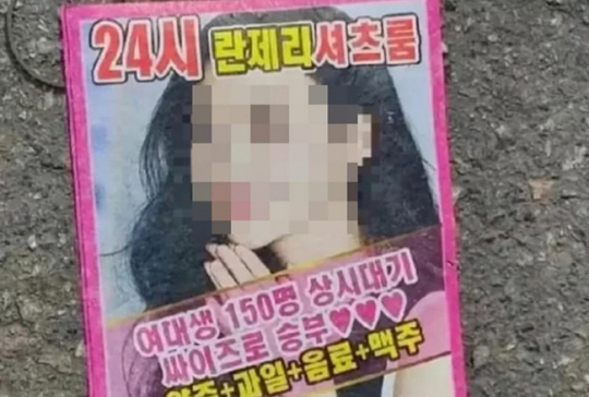 국내 한 유흥업소의 전단지 모습. 서경덕 성신여대 교수 페이스북 갈무리(중국 웨이보 캡처).