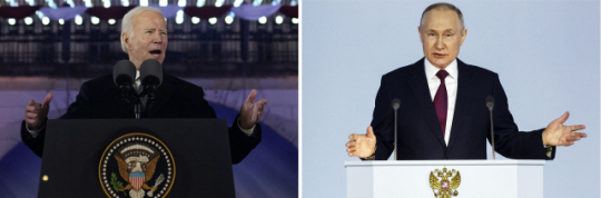 조 바이든 미국 대통령과 블라디미르 푸틴 러시아 대통령. AP 연합뉴스