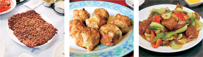 사진 왼쪽부터 해남 ‘천일식당’의 떡갈비, 서울 연남동 ‘리우’의 갑오징어 완자, 고양시 ‘진미’의 난자완스.