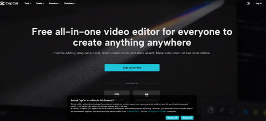 캡컷 홈페이지 캡처