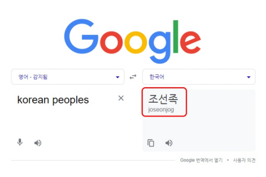 수정 전 구글 번역기 캡처