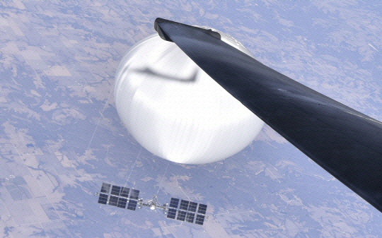 지난 2월 3일(현지시간) 미 공군 U-2 정찰기에서 촬영된 중국의 정찰풍선 사진에서 풍선에 탑재된 장비가 드러나고 있다. 미국은 이 사진 등을 바탕으로 해당 풍선이 기후관측용이 아닌 정찰용이라고 판단, 같은 달 4일 전투기를 띄워 격추했다. AP·연합뉴스