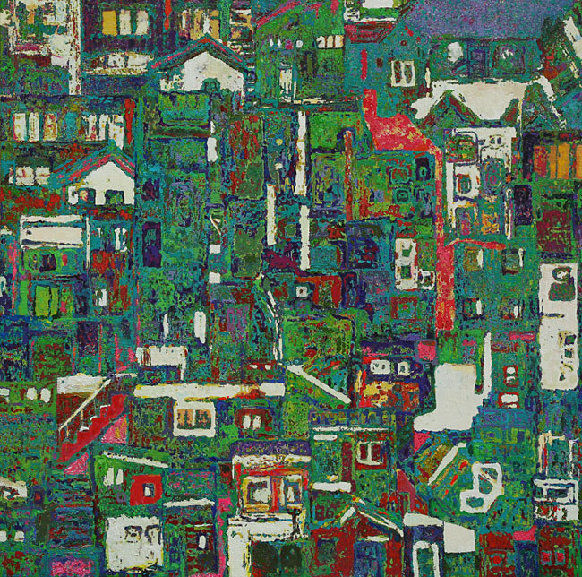 이상권, 숨은 집, 100x100㎝, 유화, 2023.