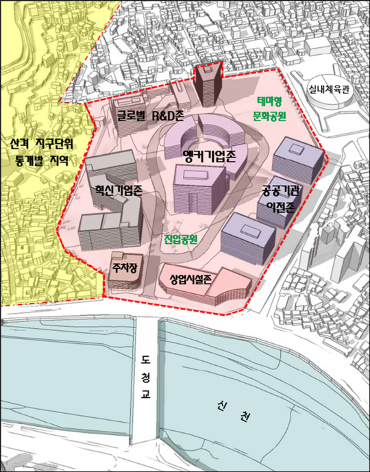 대구시가 조성하기로 한 도심융합특구(옛 경북도청 후적지) 개발 구상도. 대구시청 제공