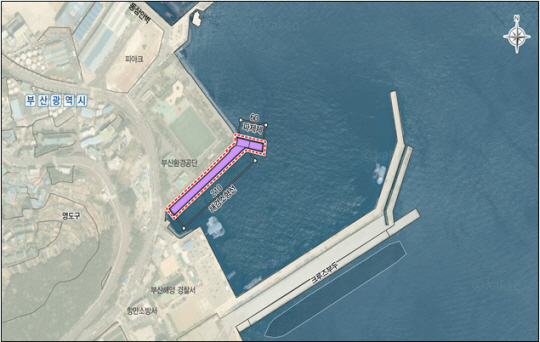 부산 해경부두  확충 구간 위치도 . 부산해수청 제공