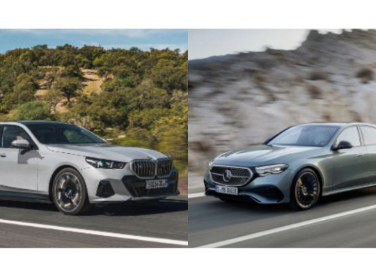 BMW의 ‘뉴 5시리즈’(왼쪽)와 메르세데스-벤츠의 ‘더 뉴 E-클래스 ’. 각사 제공