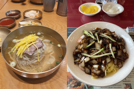 평양냉면(왼쪽)과 짜장면. 게티이미지뱅크