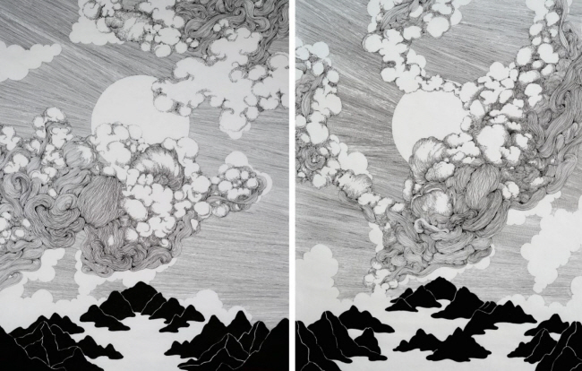 조영순, 거룩한 리듬, 120×150㎝, 한지에 먹, 2023.
