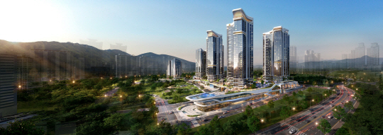 ‘아크로 해운대’ 단지 투시도. DL이앤씨 제공.