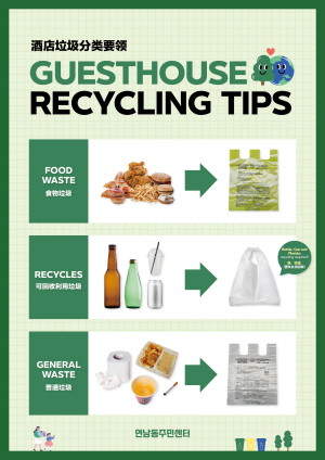 게스트하우스 외국인 투숙객을 위한 생활쓰레기 분리배출 안내문. 마포구청 제공