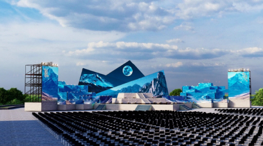 대형 LED와 미디어파사드가 설치되는 23회 한성백제문화제 무대 조감도. 송파구청 제공