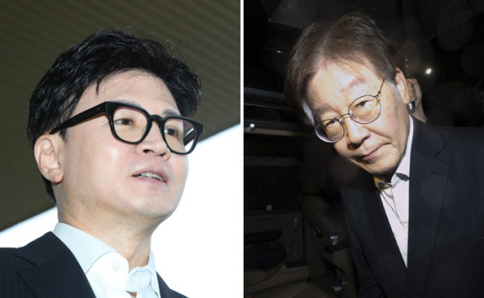 한동훈(왼쪽) 법무부 장관과 이재명 더불어민주당 대표. 뉴시스