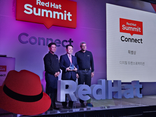 LX한국국토정보공사는 지난 12일 서울 코엑스 인터컨티넨탈 호텔에서 개최된  ‘레드햇 서밋 커넥트 서울 2023’에서 디지털 트윈 기반의 LX플랫폼을 구축해 디지털 트랜스포메이션 부문 특별상을 수상했다. LX공사 제공