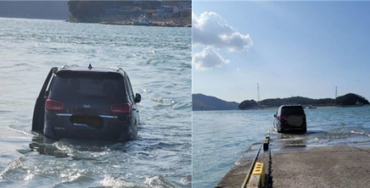 차오른 바닷물에 떠내려간 차량. 온라인 커뮤니티 캡처