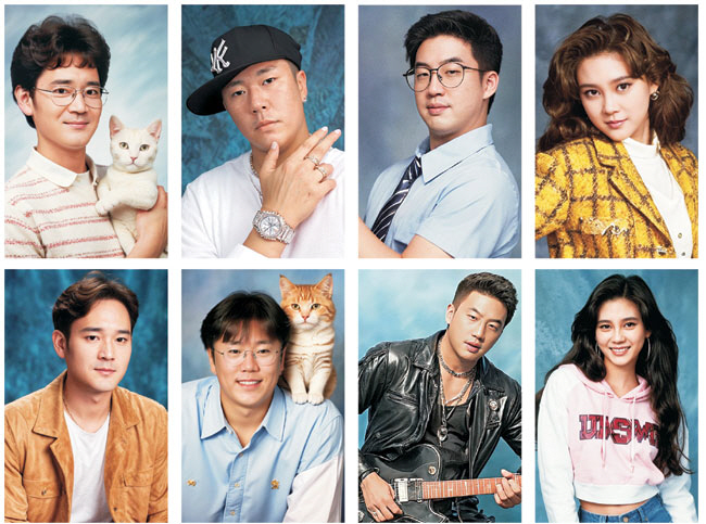 네이버 계열사 스노우의 AI 사진 편집 앱 ‘에픽’을 통해 만든 이어북 패키지. 왼쪽 위아래부터 이재용 삼성전자 회장, 정의선 현대차 회장, 구광모 LG그룹 회장, 이부진 호텔신라 사장. 이예린 기자