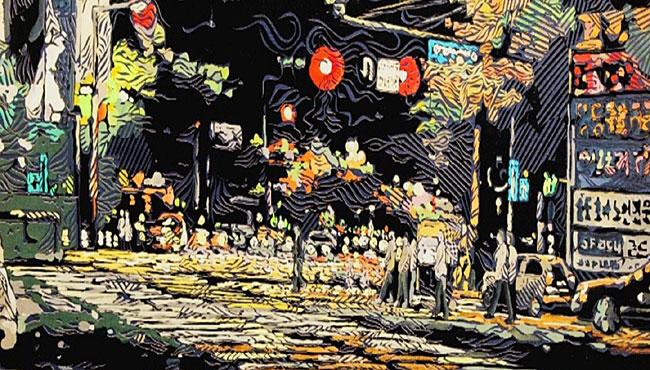 박상희, 밤의 열기, 91×116㎝, 캔버스에 시트지 및 아크릴, 2023.