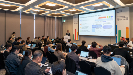 14일 ‘구글 클라우드 서밋 서울 2023’이 진행 중인 서울 강남구 그랜드 인터컨티넨탈 서울 파르나스 카네이션룸 모습. 구글 클라우드 코리아 제공