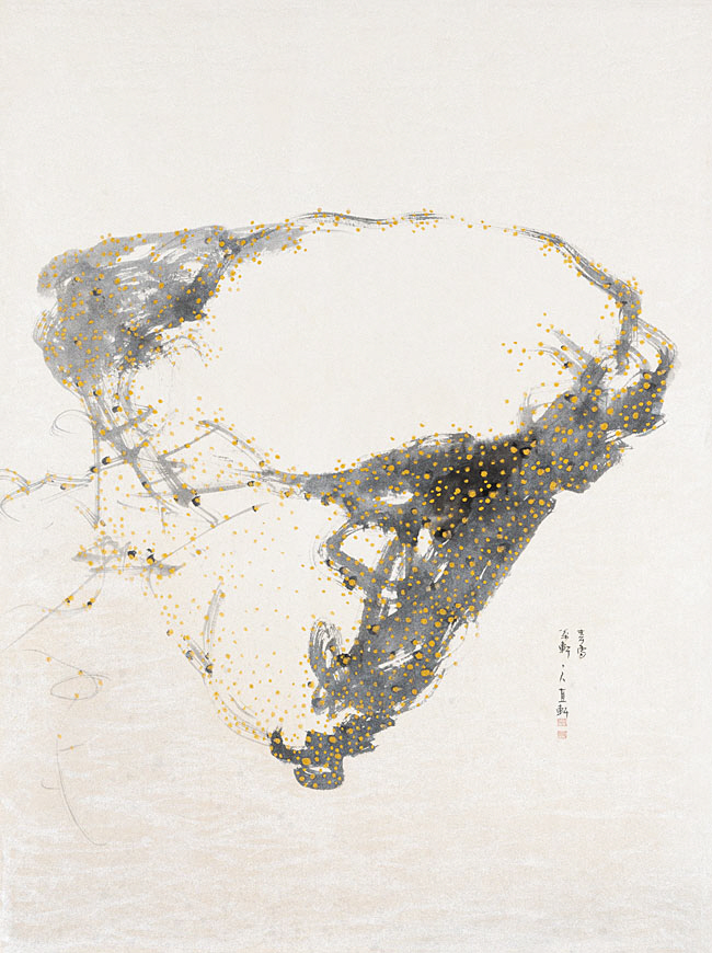 허달재, 문향(聞香), 95×125㎝, 한지에 수묵, 금니, 2023.