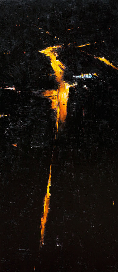 김성호, 새벽-골목길, 90×200㎝, 유화, 2022.