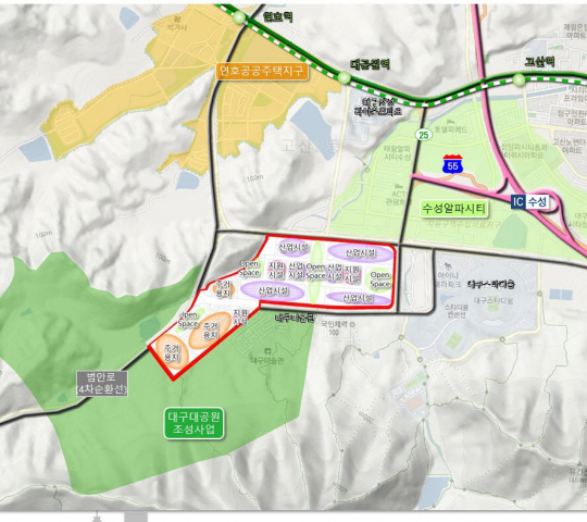 대구경북경제자유구역 ‘제2 수성알파시티’ 위치도. 대구시청 제공