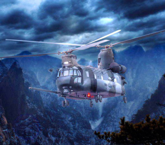 보잉이  한국에 제안한  특수작전용 치누크 헬기  CH-47ER 개념도. 태극마크가 눈에 띈다.  표준형에 비해 2배 이상의 연료 탑재가 가능하며, 강풍이 부는 특수전 환경에서도 안전한 운영이 가능하도록 비행 성능이 강화된 게 특징이다. 보잉 제공