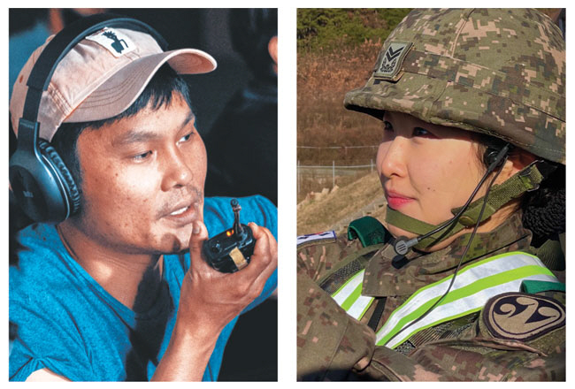 한국전문대학교육협의회로부터 ‘2023년 전문대학인상’ 졸업생 분야 수상자로 선정된 이상용(왼쪽) 감독과 신지원 육군 부소대장.  전문대교협 제공