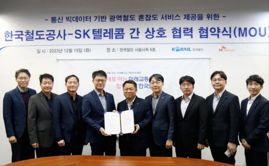 코레일은 지난 19일 오후 서울사옥에서 SKT와 ‘통신 빅데이터 기반 광역철도 혼잡도 서비스 제공을 위한 업무협약’을 맺었다. 코레일 제공