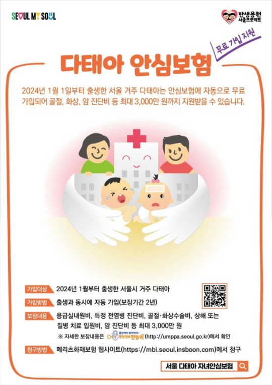 서울 다태아 자녀안심보험 홍보 포스터. 서울시청 제공