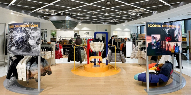 서울 중구 명동 노스페이스 플래그십 스토어 내 눕시 팝업존.  영원아웃도어 제공