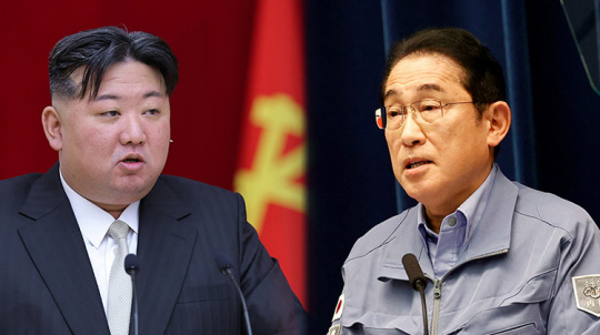 김정은 북한 국무위원장(왼쪽 사진)과 기시다 후미오 일본 총리. 연합뉴스·로이터 연합