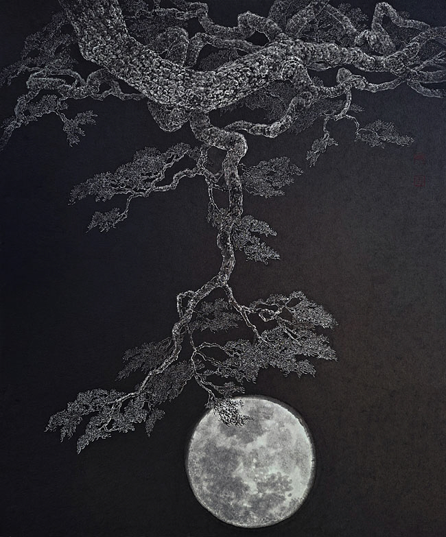 안용선, 군자지정(君子之情), 72×60㎝, 한지에 수묵, 2023.
