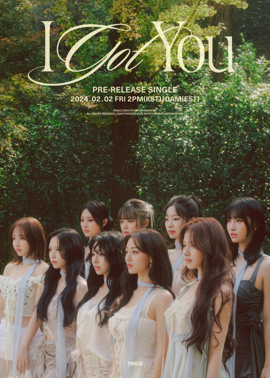 트와이스 선공개 싱글 ‘I GOT YOU’ 단체 이미지. JYP엔터테인먼트 제공