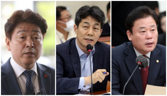 왼쪽부터 기동민, 윤건영, 송갑석 더불어민주당 의원. 뉴시스