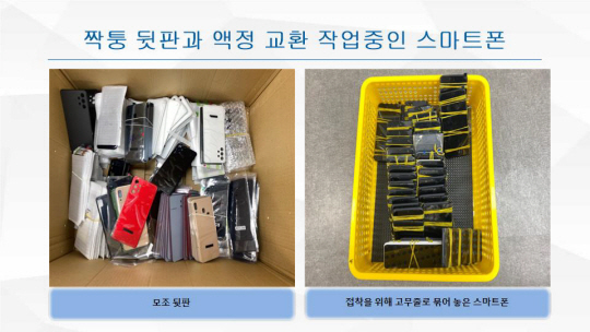 경찰이 적발한 엉터리 중고판 제작·유통 일당이 갖고 있던 물품들. 부산경찰청 제공