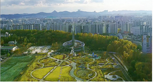 서울물재생공원과 인근 아파트 전경. 서울시 제공