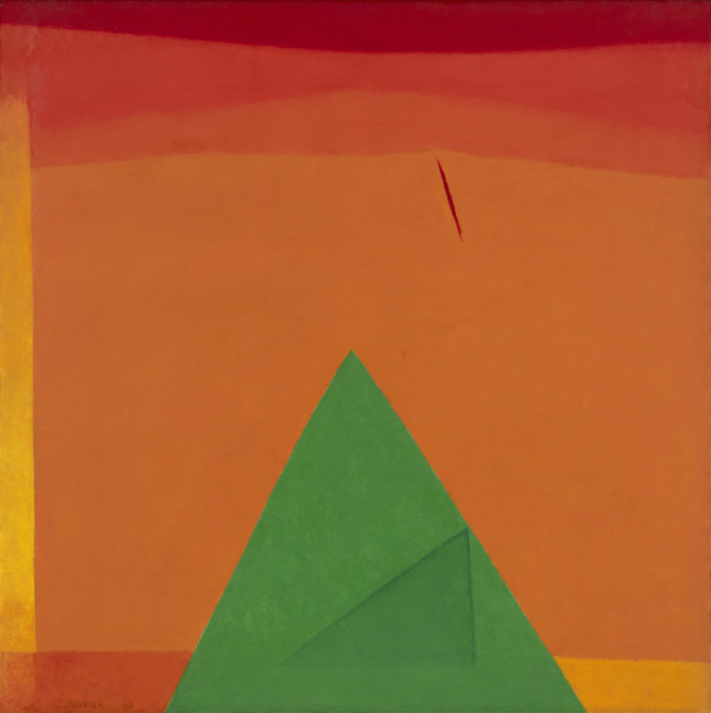 유영국, Work, 1968, Oil on canvas, 136×136㎝, 유영국미술문화재단.   PKM갤러리 제공