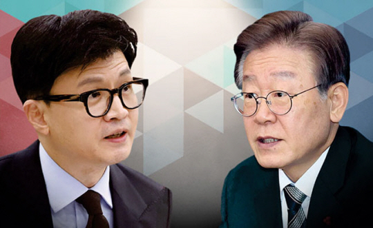 한동훈(왼쪽) 국민의힘 비상대책위원장과 이재명 더불어민주당 대표.