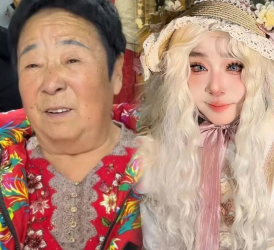 70대 할머니를 유럽풍 공주와 같은 모습으로 메이크업 한 모습. 홍콩 사우스차이나모닝포스트 캡처
