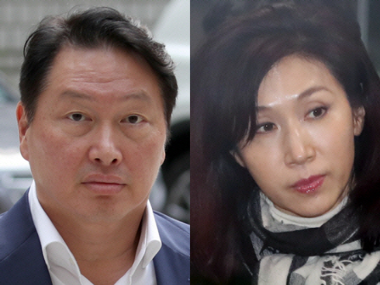 이혼 소송중인 최태원 SK그룹 회장과 노소영 아트센터 나비 관장. 뉴시스