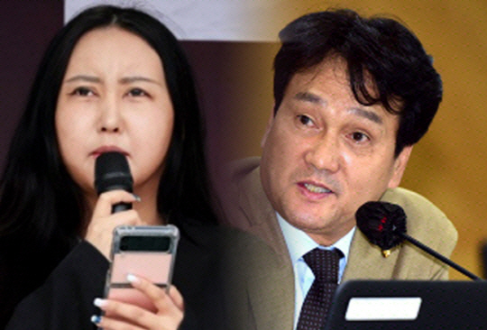 최서원씨의 딸 정유라씨(왼쪽)과 안민석 더불어민주당 국회의원. 뉴시스