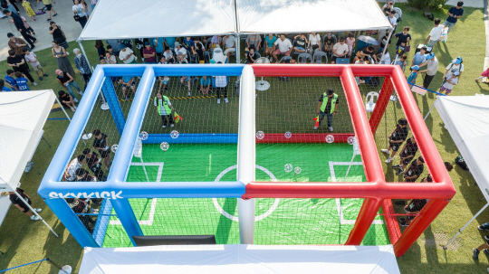 지난해 열린 Y교육박람회 2023 제1회 유소년 전국드론축구 경진대회 경기장 전경.양천구청 제공