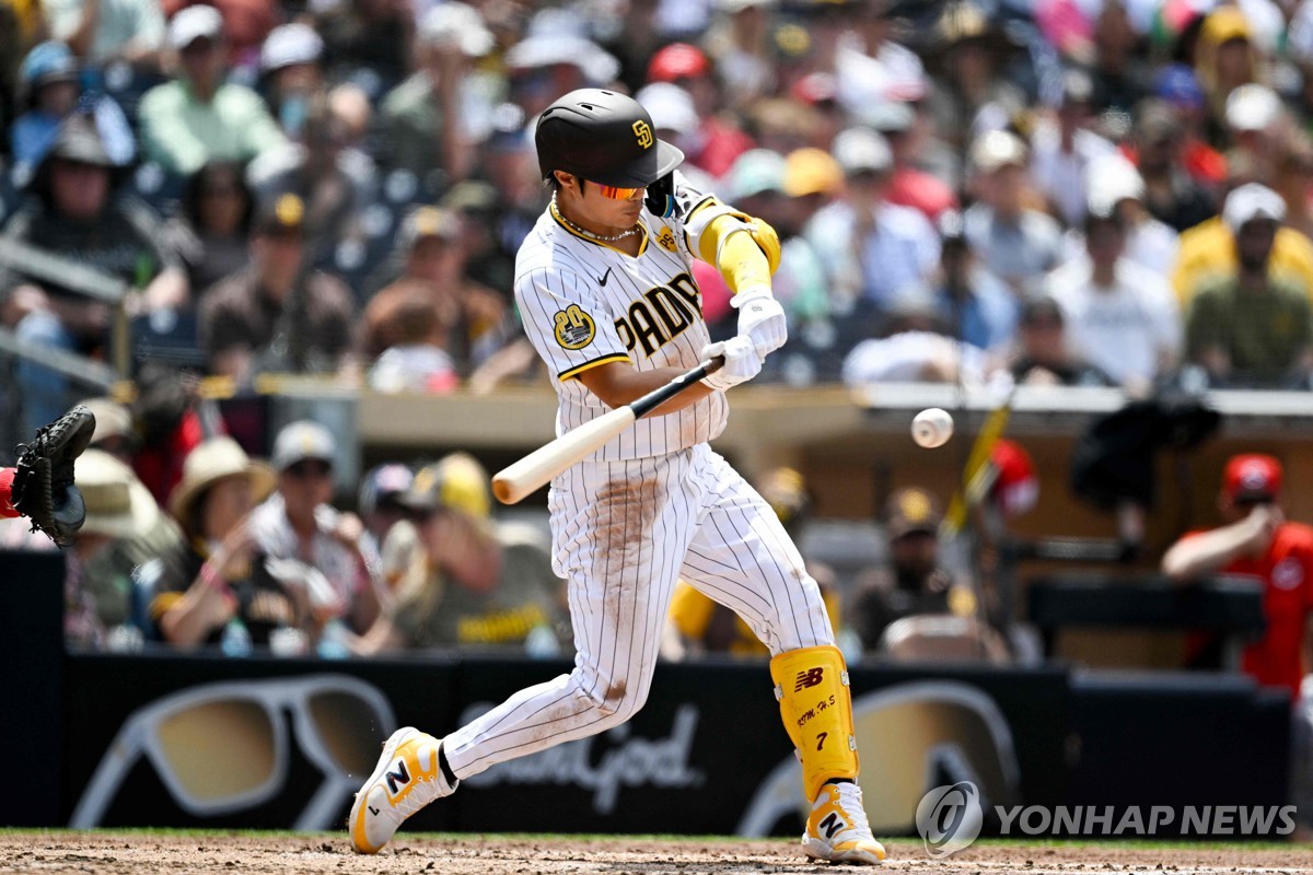 2경기 연속 안타를 때린 김하성[게티이미지/AFP=연합뉴스]
