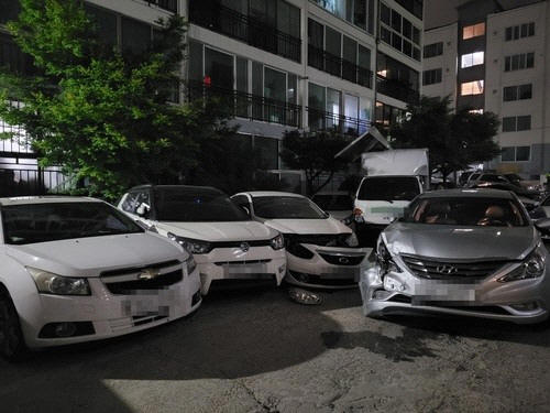 A 씨가 낸 사고로 파손된 차량. 대전경찰청 제공