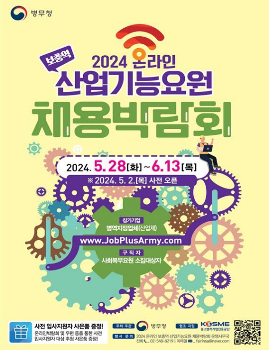 병무청이 오는 6월 13일까지 진행하는 ‘온라인 보충역 산업기능요원 채용 박람회’ 포스터. 병무청 제공