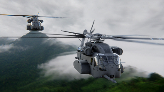 특수작전용 대형기동헬기 사업에서 경쟁을 벌일 록히드마틴 시코르스키 CH-53K는 모든 범위의 군사 임무를 지원하는 최첨단 차세대 다목적 헬리콥터다. 록히드마틴 시코르스키 제공