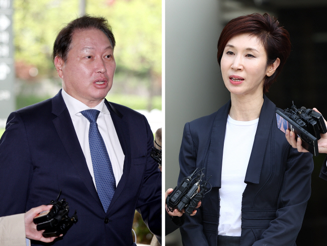 최태원(왼쪽 사진) SK그룹 회장과 노소영 아트센터 나비 관장.