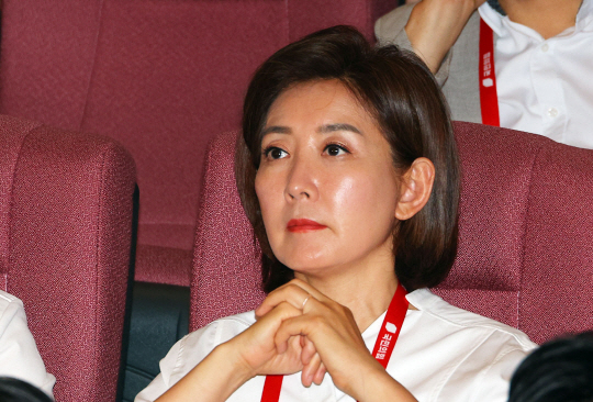 나경원 국민의힘 의원이 지난달 30일 오후 충남 천안 재능교육연수원에서 열린 제22대 국회의원 워크숍에 참석해 있다. 연합뉴스