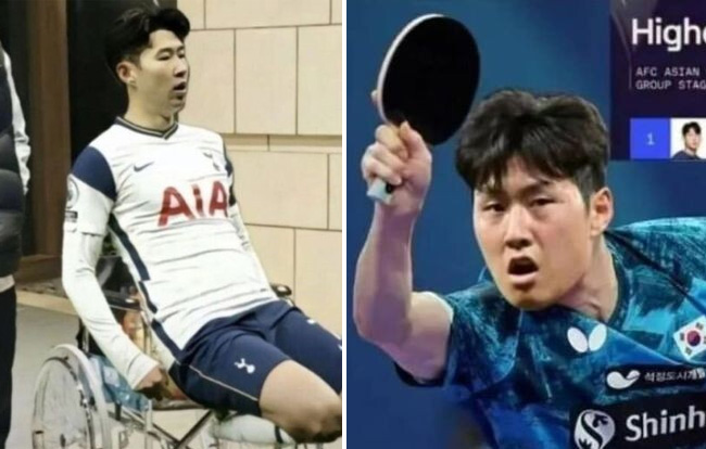 중국 웨이보에 등장한 ‘손흥민 휠체어 합성’ 사진(왼쪽)과 소후닷컴에 올린 ‘탁구선수 이강인 합성’ 사진(오른쪽). 서경덕 성신여대 교수 제공